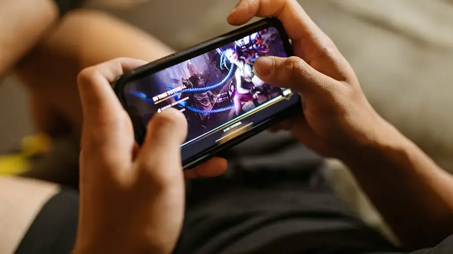 Phone running a mobile game