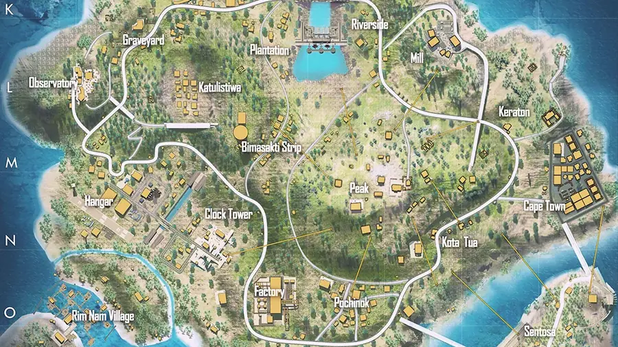 Free Fire Bermuda island map overview