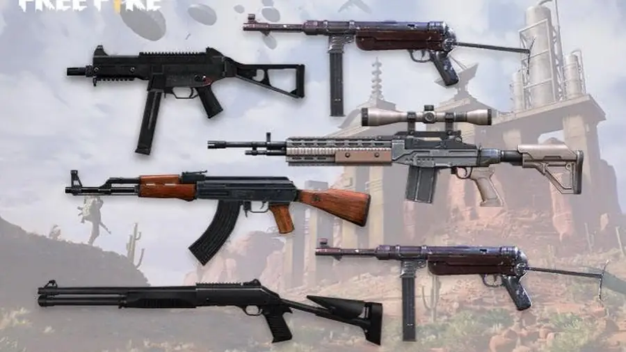 Free Fire weapons lineup artwork