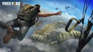 Official Free Fire artwork of characters skydiving into a match